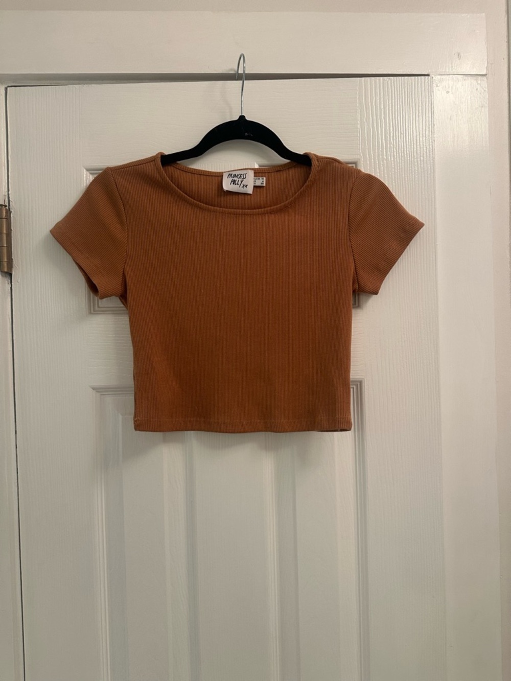 Princess Polly Rust Brown Ribbed Crop Top